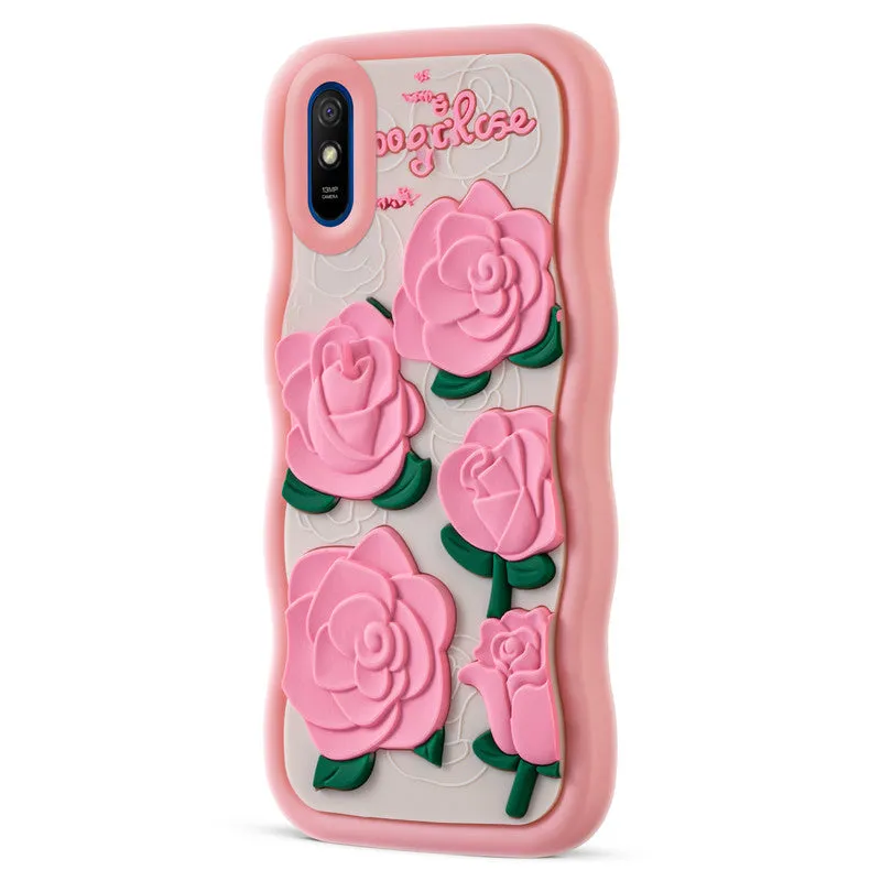 3D Silicone Soft Wave Edges Mobile Back Case For Redmi 9A
