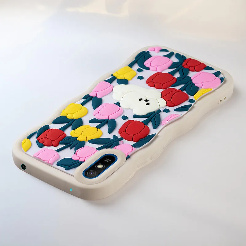 3D Silicone Soft Wave Edges Mobile Back Case For Redmi 9A