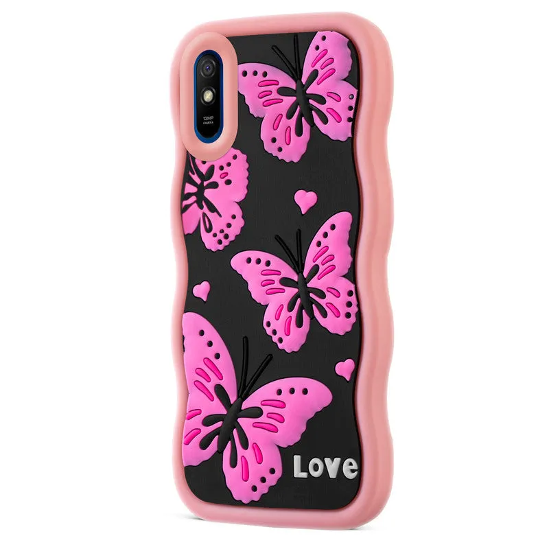 3D Silicone Soft Wave Edges Mobile Back Case For Redmi 9A