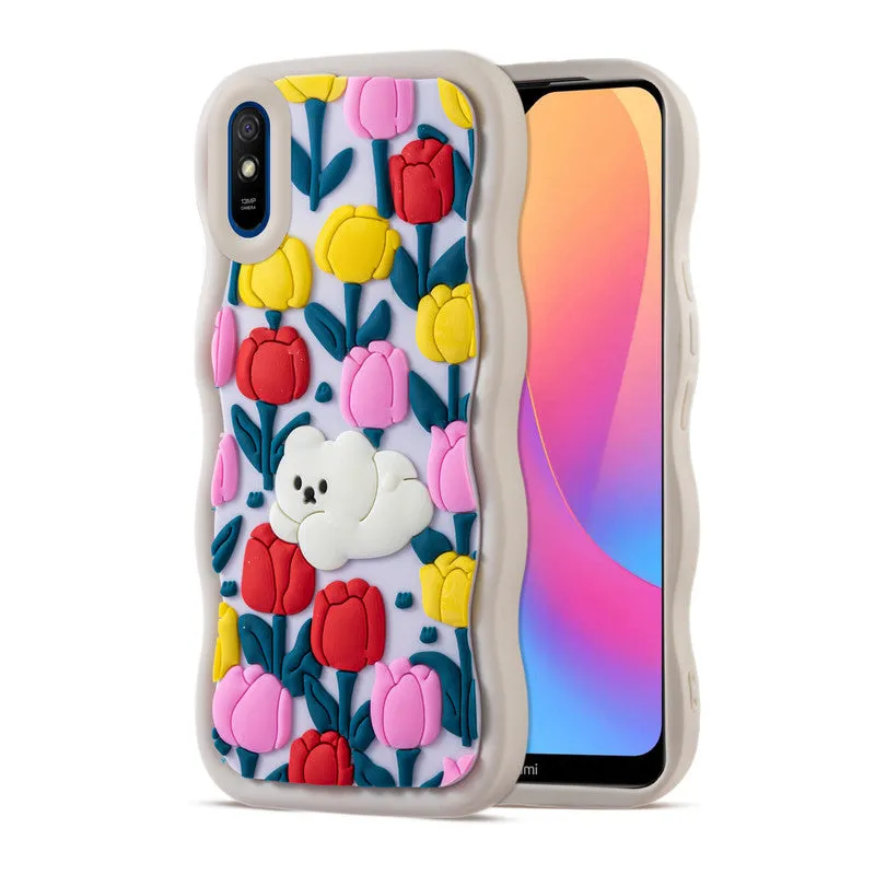 3D Silicone Soft Wave Edges Mobile Back Case For Redmi 9A