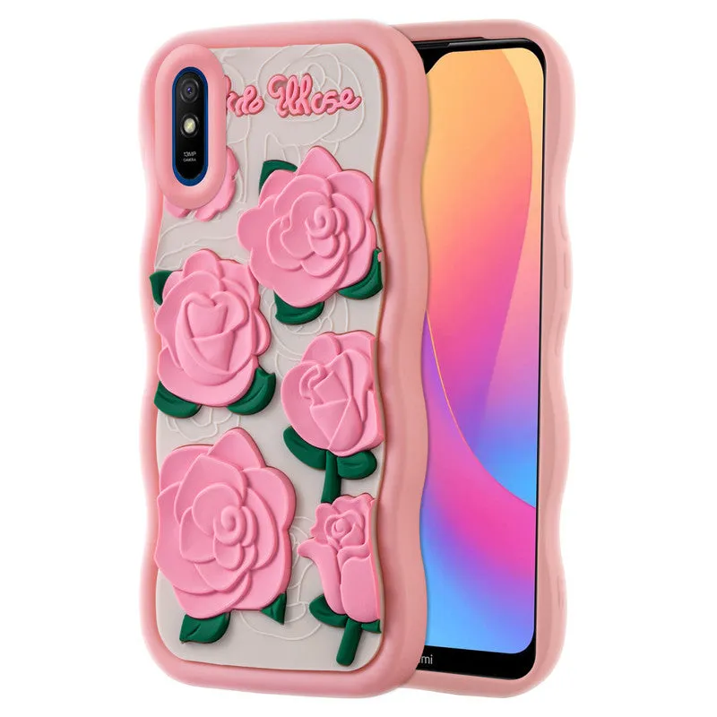 3D Silicone Soft Wave Edges Mobile Back Case For Redmi 9A
