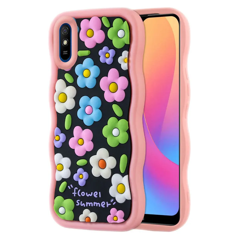 3D Silicone Soft Wave Edges Mobile Back Case For Redmi 9A