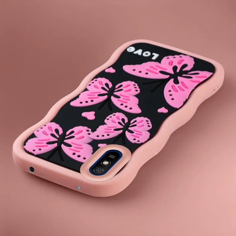 3D Silicone Soft Wave Edges Mobile Back Case For Redmi 9A