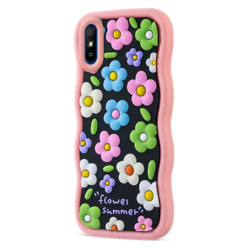 3D Silicone Soft Wave Edges Mobile Back Case For Redmi 9A