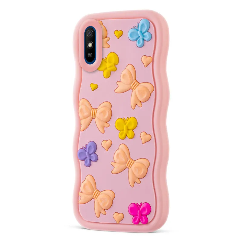 3D Silicone Soft Wave Edges Mobile Back Case For Redmi 9A