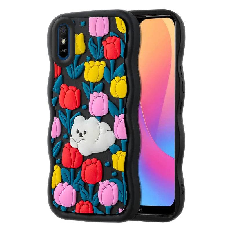 3D Silicone Soft Wave Edges Mobile Back Case For Redmi 9A