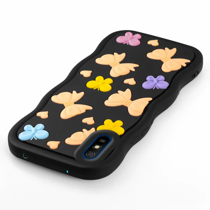 3D Silicone Soft Wave Edges Mobile Back Case For Redmi 9A