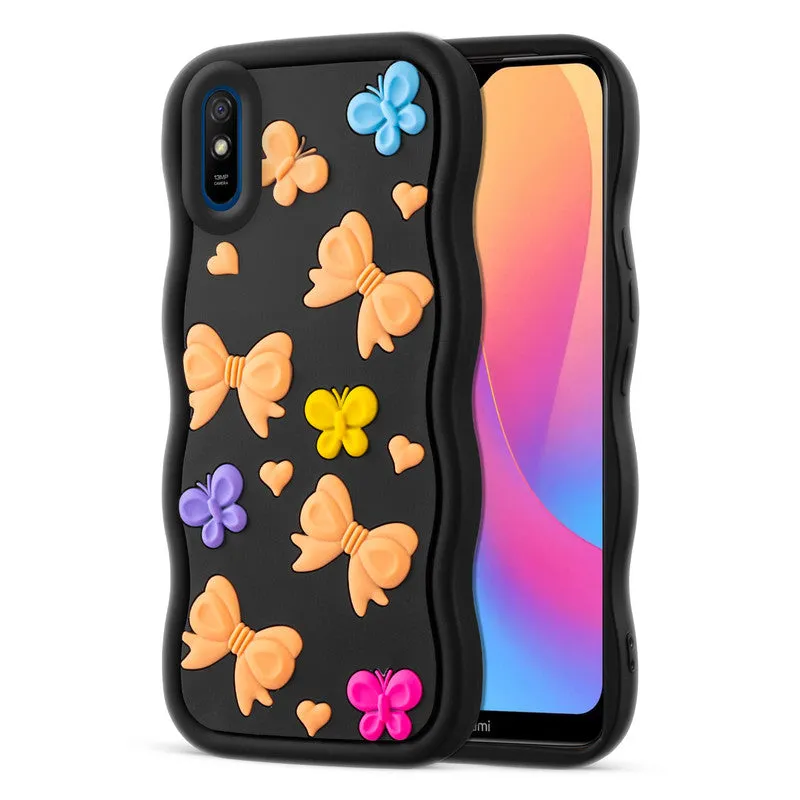 3D Silicone Soft Wave Edges Mobile Back Case For Redmi 9A