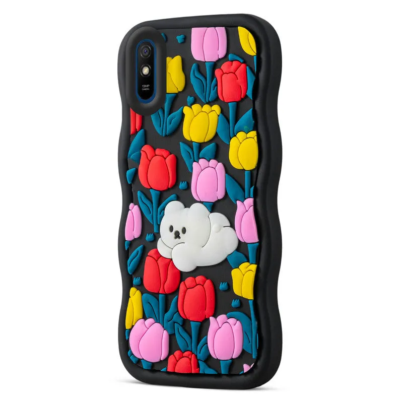 3D Silicone Soft Wave Edges Mobile Back Case For Redmi 9A