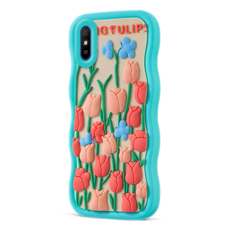 3D Silicone Soft Wave Edges Mobile Back Case For Redmi 9A