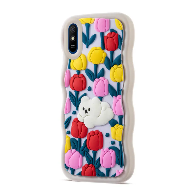 3D Silicone Soft Wave Edges Mobile Back Case For Redmi 9A