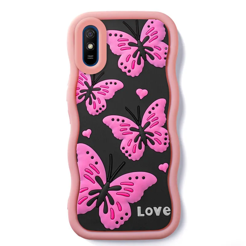 3D Silicone Soft Wave Edges Mobile Back Case For Redmi 9A