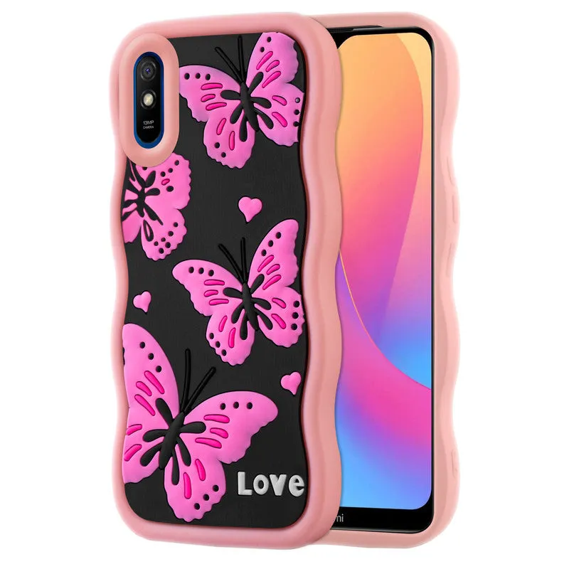 3D Silicone Soft Wave Edges Mobile Back Case For Redmi 9A