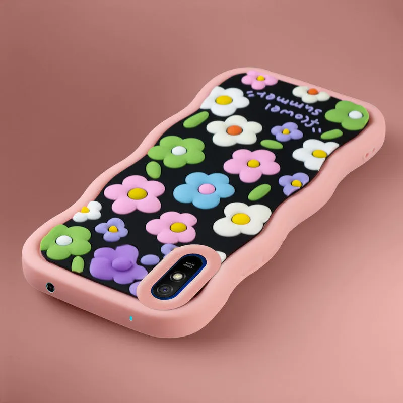 3D Silicone Soft Wave Edges Mobile Back Case For Redmi 9A