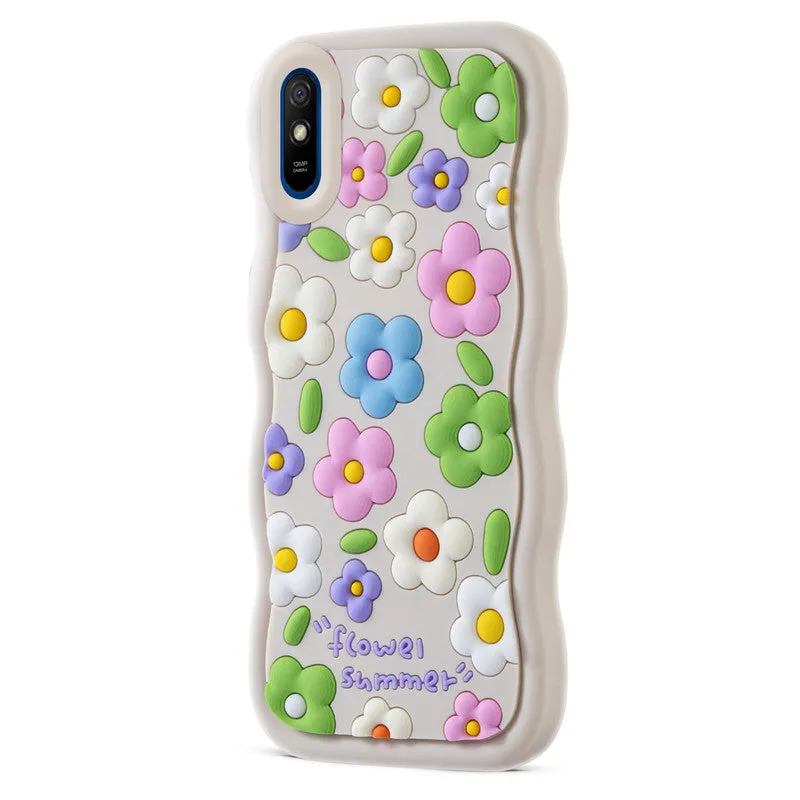 3D Silicone Soft Wave Edges Mobile Back Case For Redmi 9A