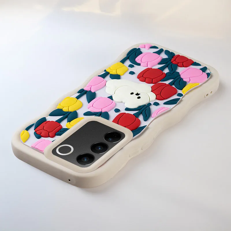 3D Soft Silicone Wave Edges Mobile Back Case For Vivo V27 5G