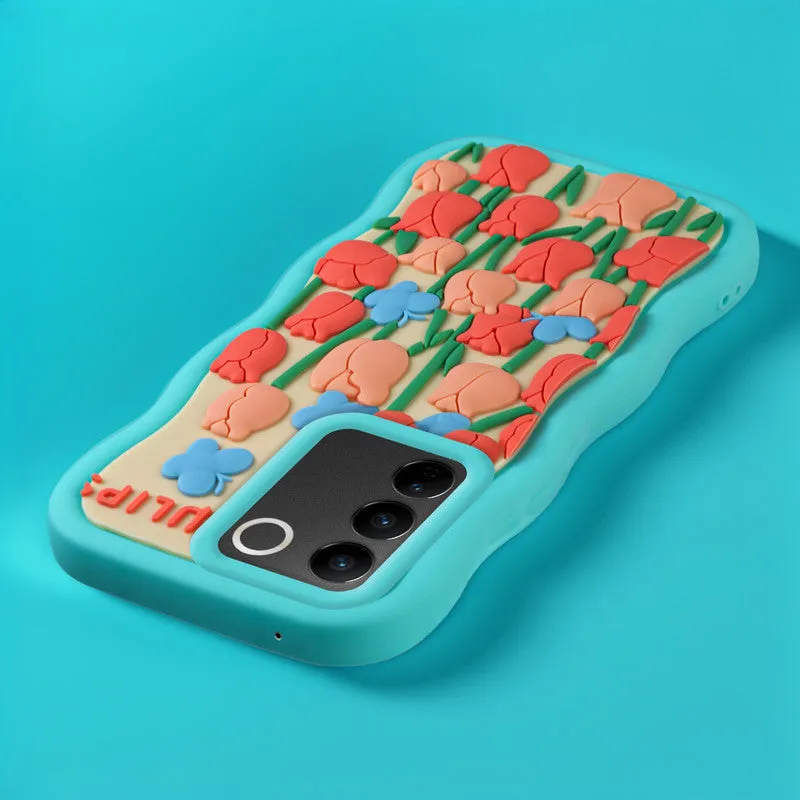3D Soft Silicone Wave Edges Mobile Back Case For Vivo V27 5G