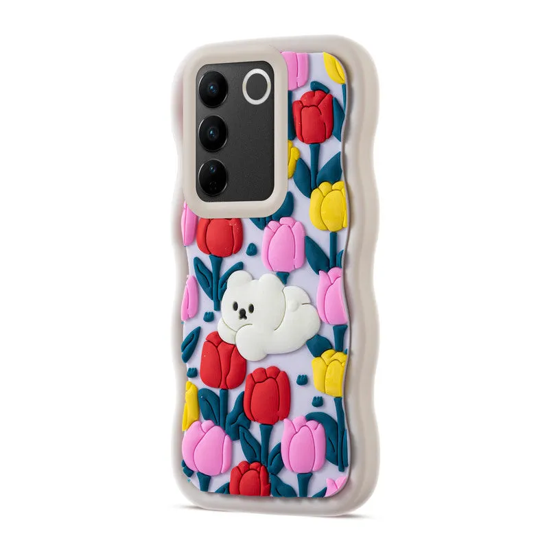 3D Soft Silicone Wave Edges Mobile Back Case For Vivo V27 5G