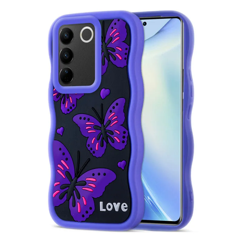 3D Soft Silicone Wave Edges Mobile Back Case For Vivo V27 5G