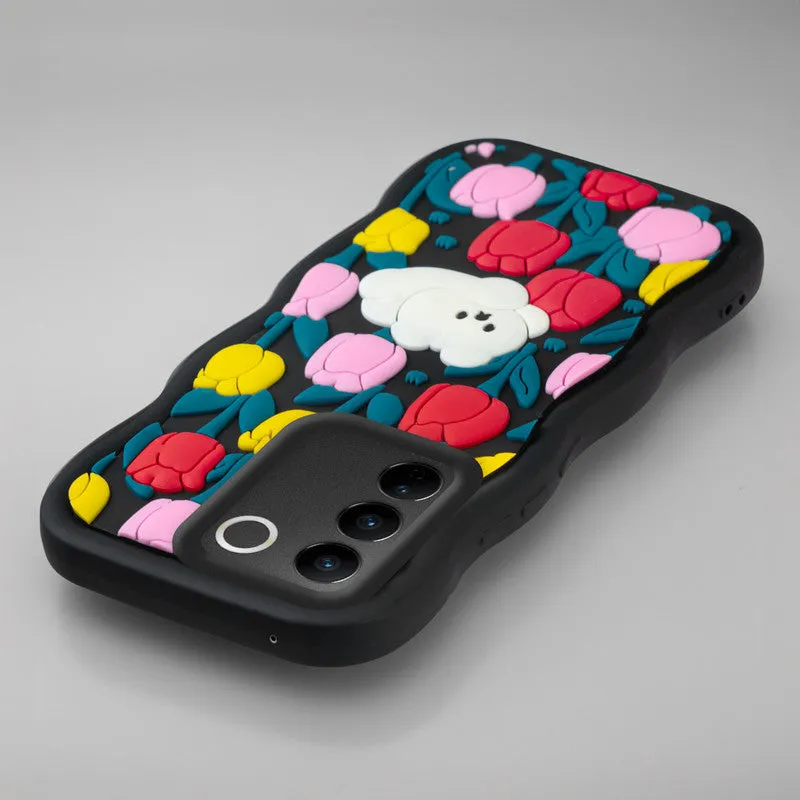 3D Soft Silicone Wave Edges Mobile Back Case For Vivo V27 5G