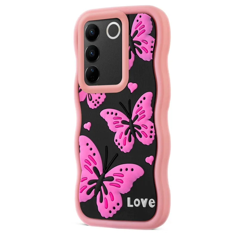 3D Soft Silicone Wave Edges Mobile Back Case For Vivo V27 5G