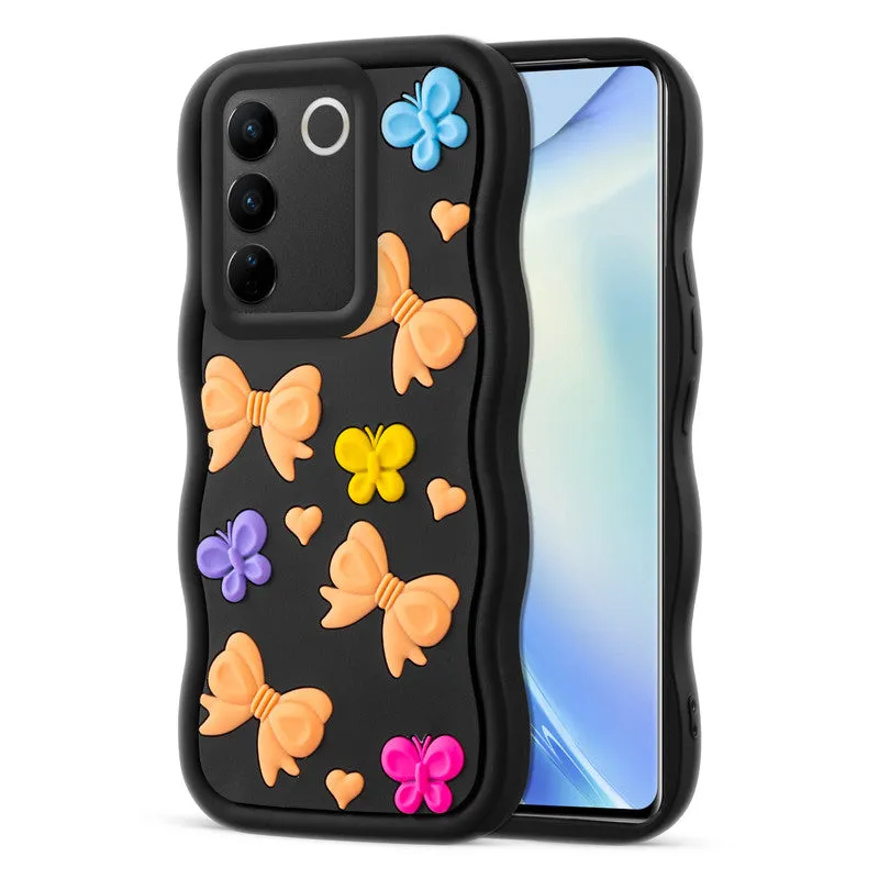 3D Soft Silicone Wave Edges Mobile Back Case For Vivo V27 5G