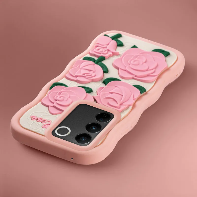 3D Soft Silicone Wave Edges Mobile Back Case For Vivo V27 5G