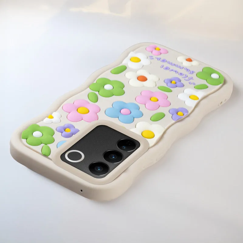 3D Soft Silicone Wave Edges Mobile Back Case For Vivo V27 5G