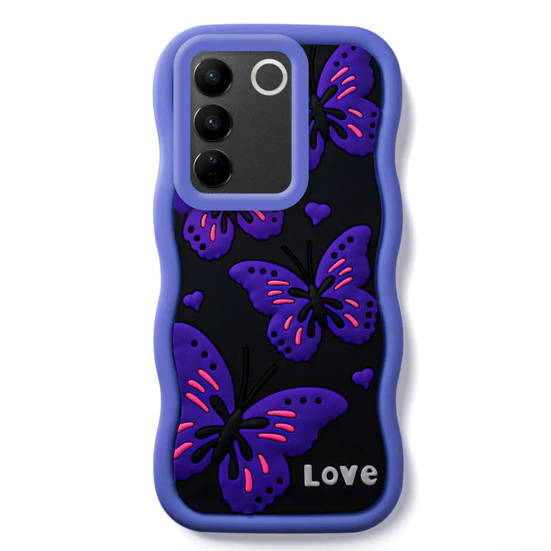 3D Soft Silicone Wave Edges Mobile Back Case For Vivo V27 5G
