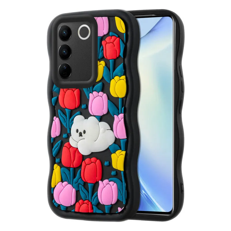 3D Soft Silicone Wave Edges Mobile Back Case For Vivo V27 5G