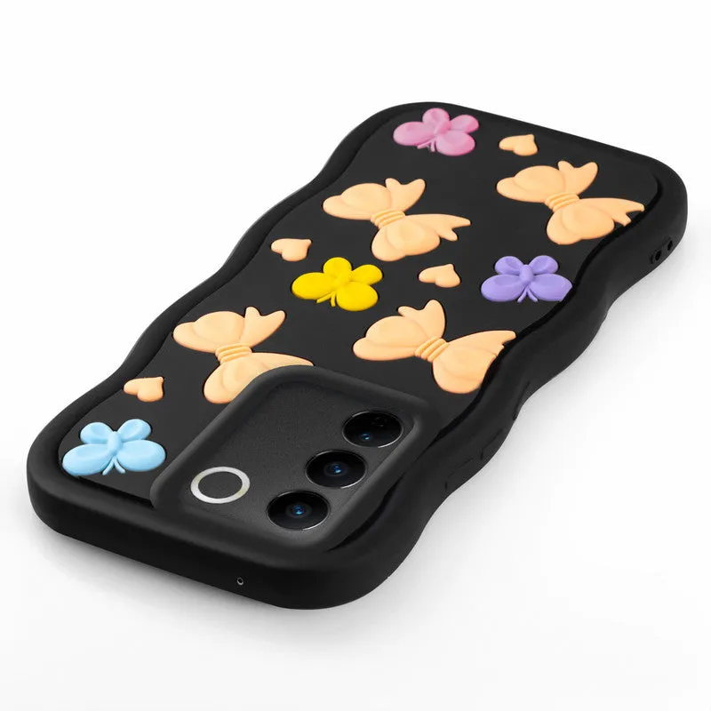 3D Soft Silicone Wave Edges Mobile Back Case For Vivo V27 5G