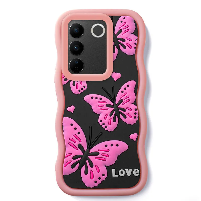 3D Soft Silicone Wave Edges Mobile Back Case For Vivo V27 5G