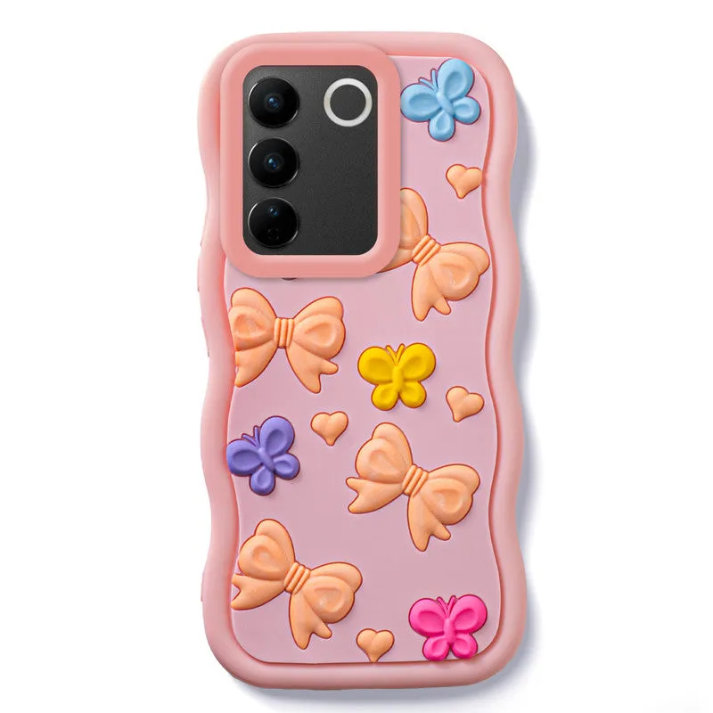 3D Soft Silicone Wave Edges Mobile Back Case For Vivo V27 5G