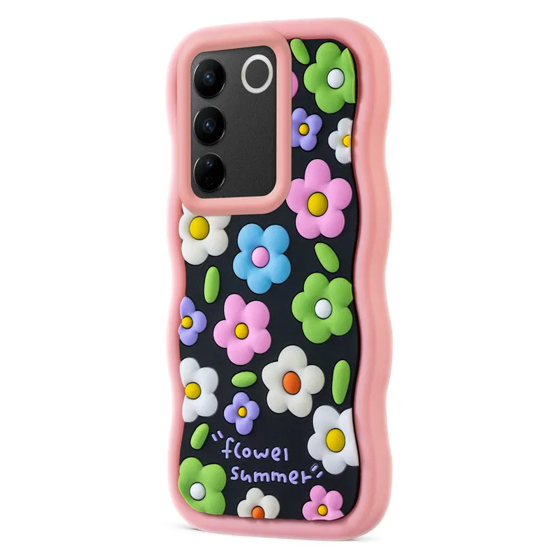 3D Soft Silicone Wave Edges Mobile Back Case For Vivo V27 5G