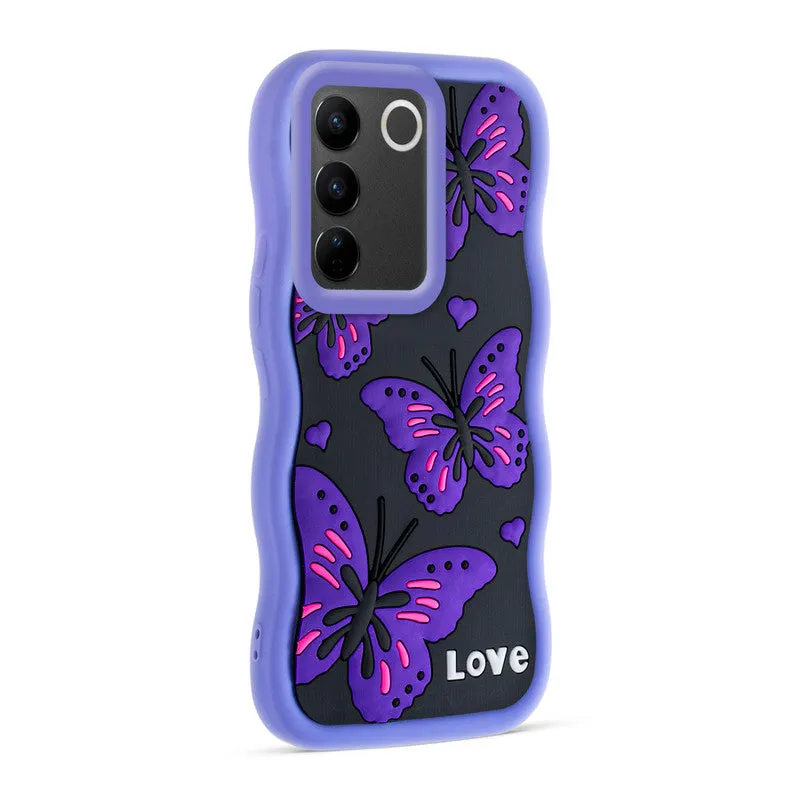 3D Soft Silicone Wave Edges Mobile Back Case For Vivo V27 5G