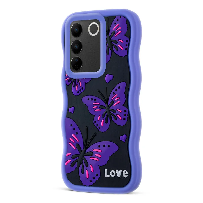 3D Soft Silicone Wave Edges Mobile Back Case For Vivo V27 5G