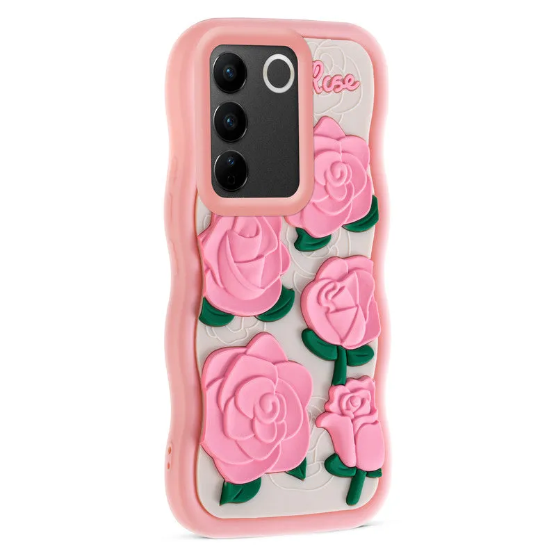 3D Soft Silicone Wave Edges Mobile Back Case For Vivo V27 5G