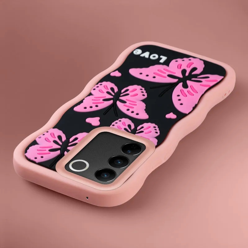 3D Soft Silicone Wave Edges Mobile Back Case For Vivo V27 5G