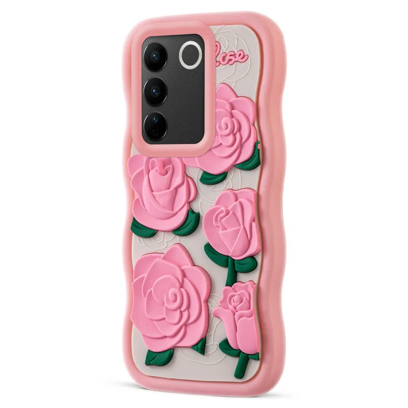 3D Soft Silicone Wave Edges Mobile Back Case For Vivo V27 5G