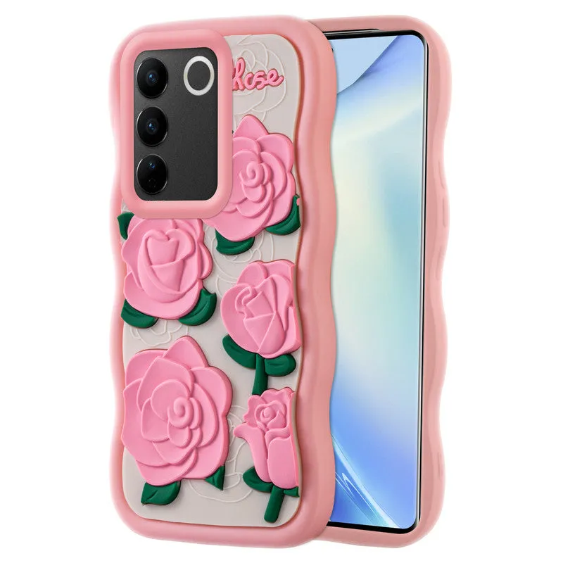 3D Soft Silicone Wave Edges Mobile Back Case For Vivo V27 5G