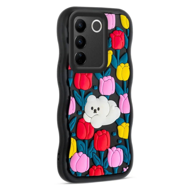3D Soft Silicone Wave Edges Mobile Back Case For Vivo V27 5G
