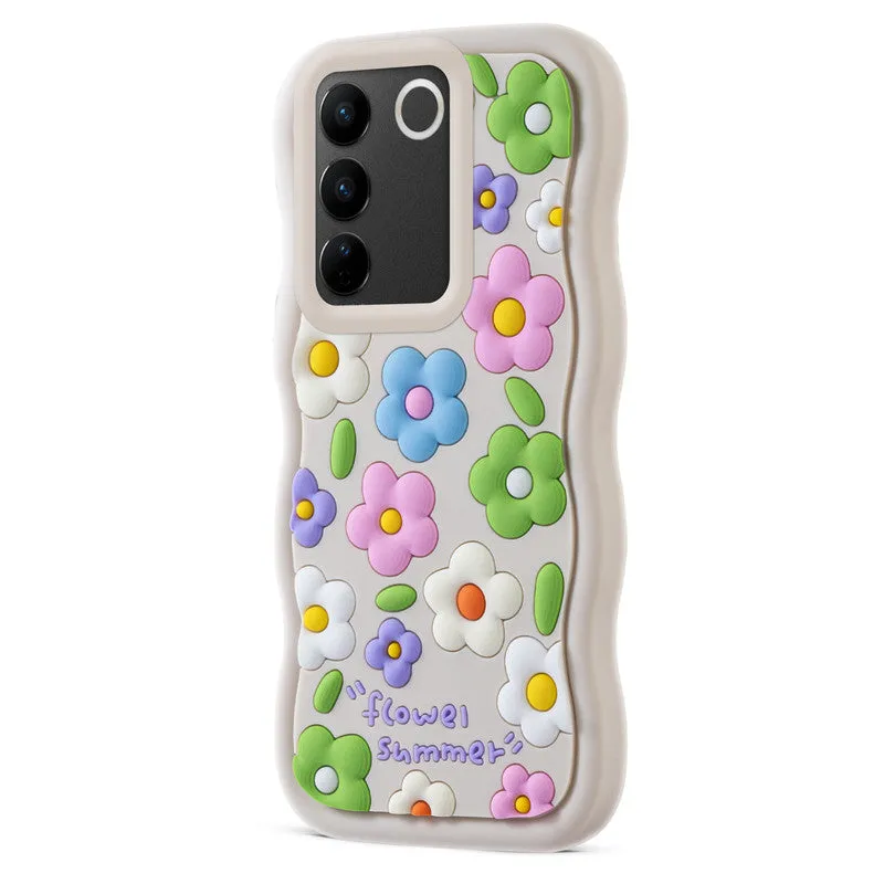 3D Soft Silicone Wave Edges Mobile Back Case For Vivo V27 5G