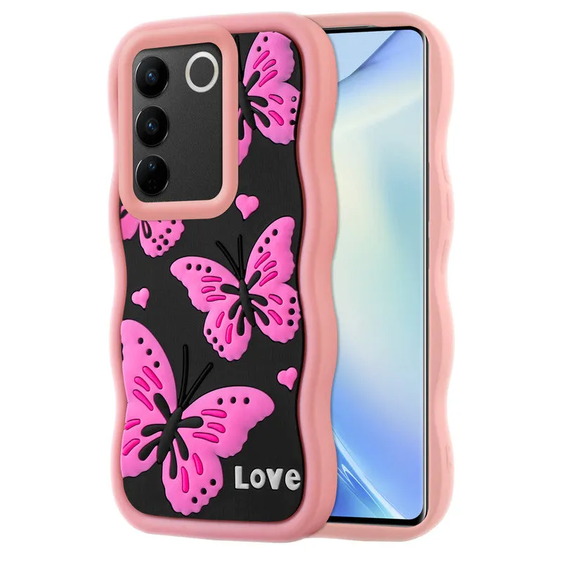 3D Soft Silicone Wave Edges Mobile Back Case For Vivo V27 5G