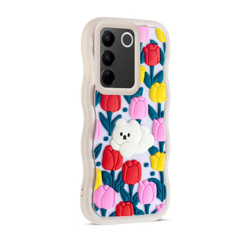 3D Soft Silicone Wave Edges Mobile Back Case For Vivo V27 5G
