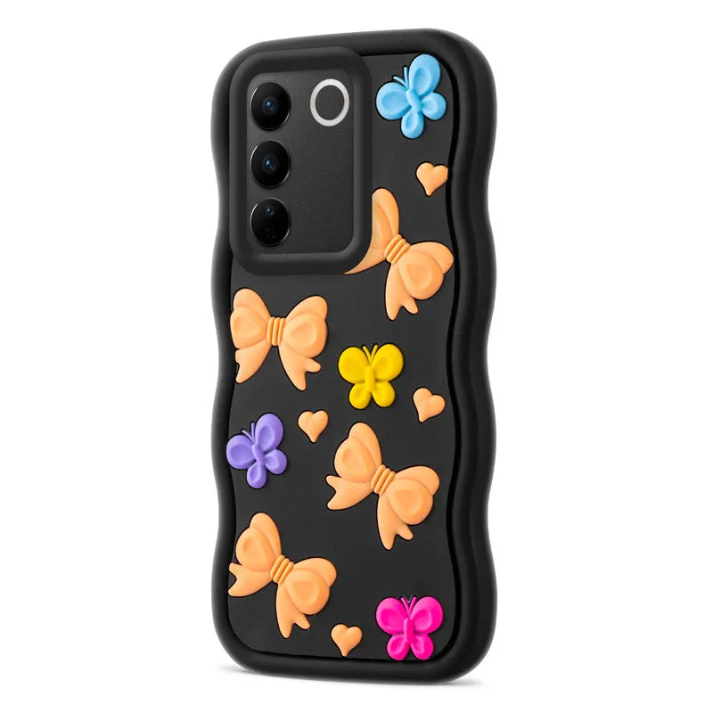 3D Soft Silicone Wave Edges Mobile Back Case For Vivo V27 5G