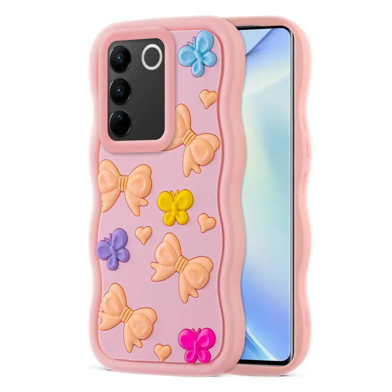 3D Soft Silicone Wave Edges Mobile Back Case For Vivo V27 5G