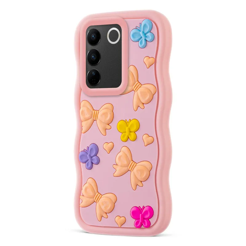 3D Soft Silicone Wave Edges Mobile Back Case For Vivo V27 5G