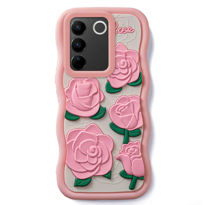 3D Soft Silicone Wave Edges Mobile Back Case For Vivo V27 5G