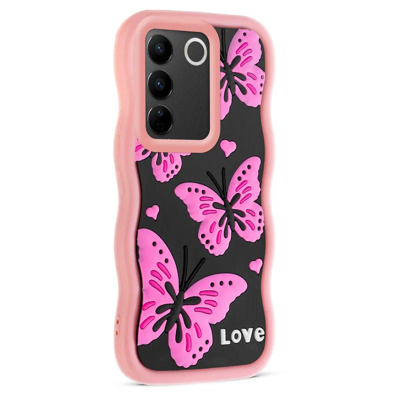 3D Soft Silicone Wave Edges Mobile Back Case For Vivo V27 5G