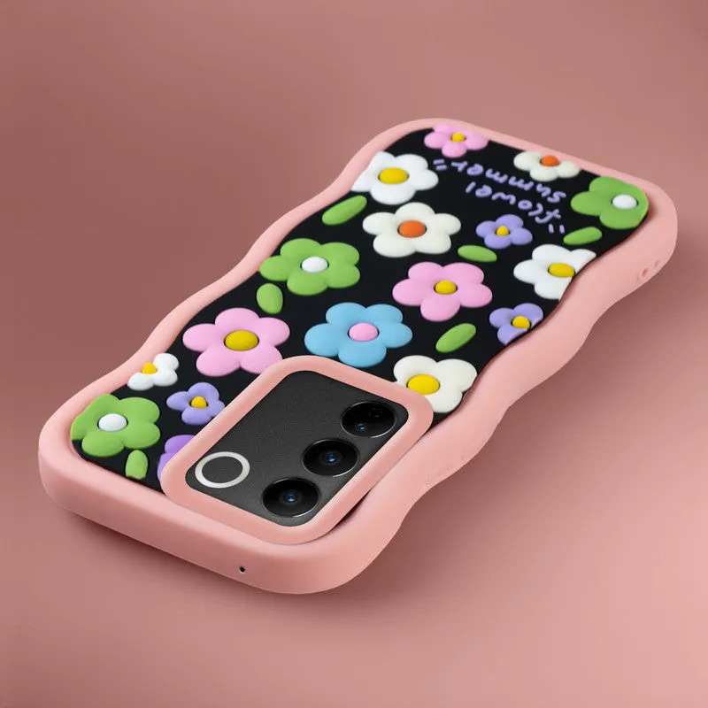 3D Soft Silicone Wave Edges Mobile Back Case For Vivo V27 5G